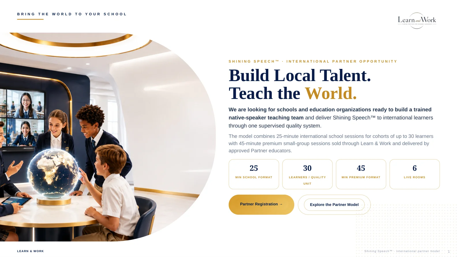 Learn and Work international partner opportunity material
