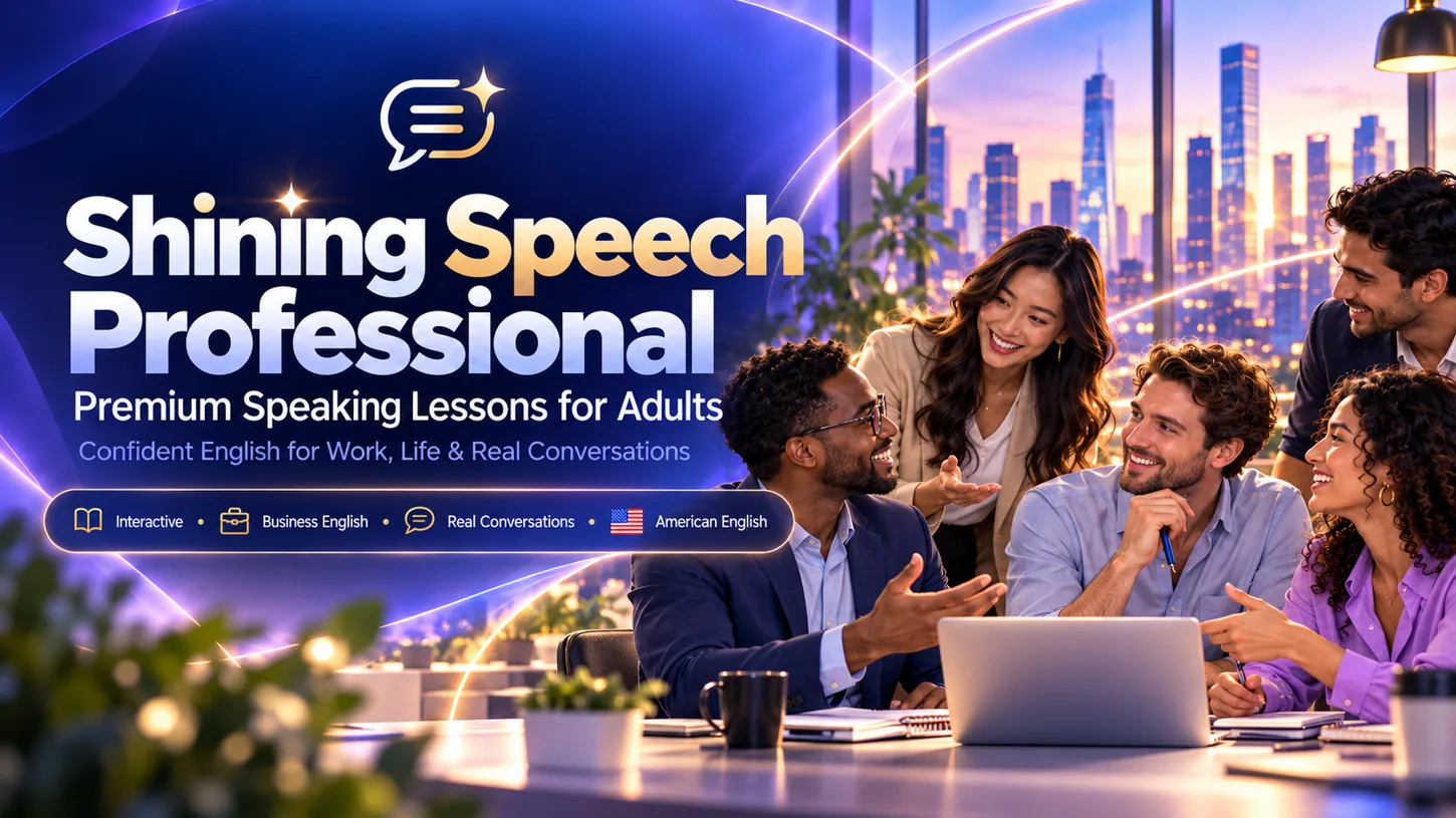 Shining Speech Professional: premium English speaking lessons for adults, with professionals in conversation